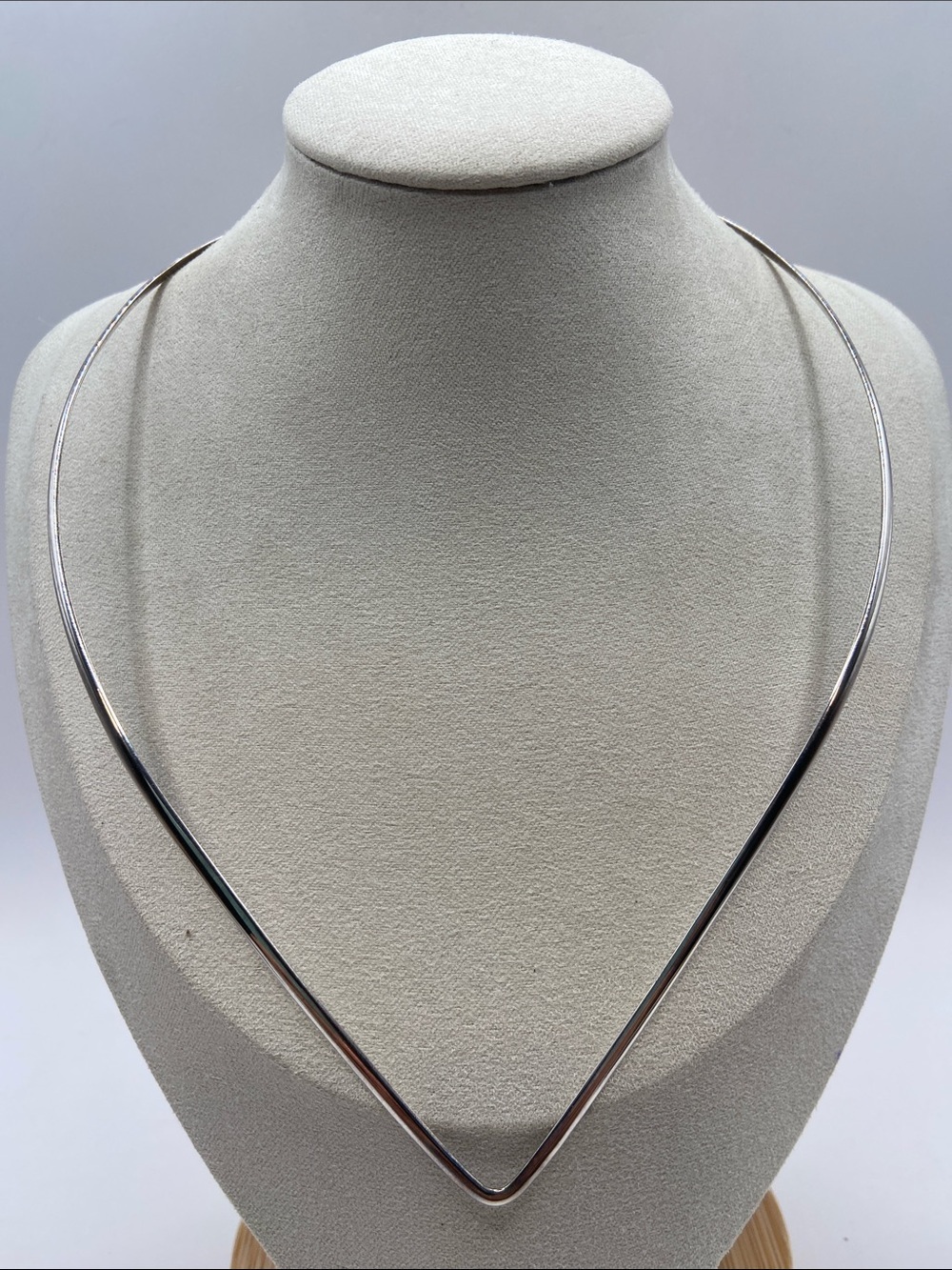Sterling Silver 925 V Neck Wire Collar Choker Necklace Minimalist Bohemian New